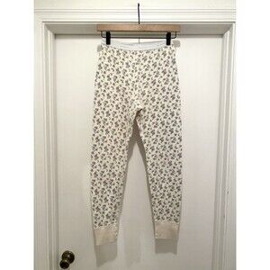 VTG Duofold Floral Thermal Long Underwear Leggings Cream Pink Womens Medium Wool